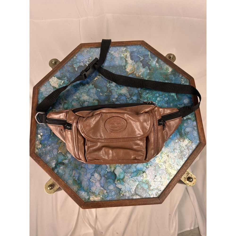 Vintage Stone Mountain Leather Fanny Pack Brown Belt Bag Travel Festival